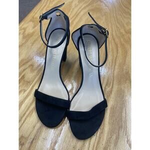 Stuart Weitzman Platform Sandals Women 8.5 Black Suede Ankle Strap Partywear B65